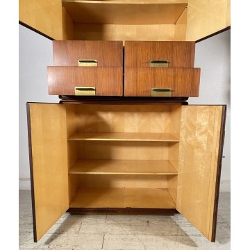 ARMADIO DESIGN SILVIO CAVATORTA ANNI 50 VINTAGE SOGGIORNO LEGNO TEAK OTTONE