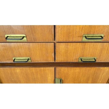 ARMADIO DESIGN SILVIO CAVATORTA ANNI 50 VINTAGE SOGGIORNO LEGNO TEAK OTTONE