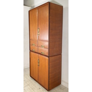 ARMADIO DESIGN SILVIO CAVATORTA ANNI 50 VINTAGE SOGGIORNO LEGNO TEAK OTTONE
