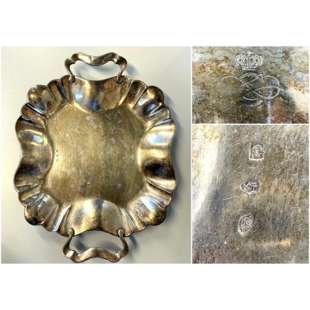 VASSOIO QUADRATO SILVERPLATED CON MANICI NASTRO BORDO MOSSO SERVIZIO PORTATA 900