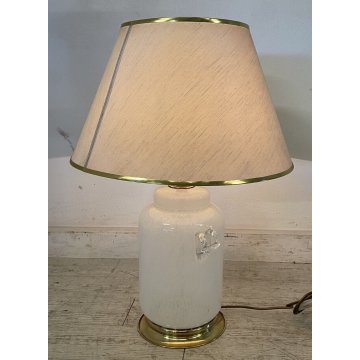 GRANDE LAMPADA MURANO BIANCA TOMMASO BARBI ANNI '70 TAVOLO vintage TABLE LAMP