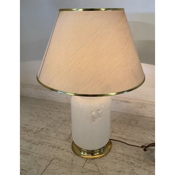 GRANDE LAMPADA MURANO BIANCA TOMMASO BARBI ANNI '70 TAVOLO vintage TABLE LAMP