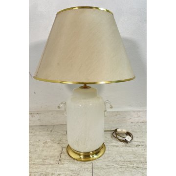 GRANDE LAMPADA MURANO BIANCA TOMMASO BARBI ANNI '70 TAVOLO vintage TABLE LAMP