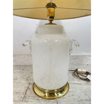 GRANDE LAMPADA MURANO BIANCA TOMMASO BARBI ANNI '70 TAVOLO vintage TABLE LAMP