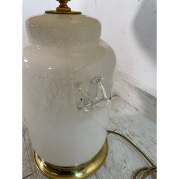 GRANDE LAMPADA MURANO BIANCA TOMMASO BARBI ANNI '70 TAVOLO vintage TABLE LAMP