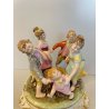 SCULTURA CERAMICA CAPODIMONTE BRUNO MERLI BAMBINI GIROTONDO FIRMATA '40/50