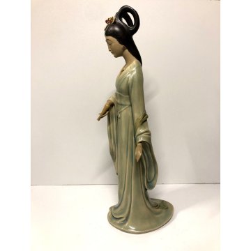 SCULTURA PORCELLANA STATUA FIGURINE DOLL COLLECTION Geisha ARTE ORIENTALE xx sec