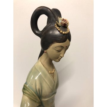 SCULTURA PORCELLANA STATUA FIGURINE DOLL COLLECTION Geisha ARTE ORIENTALE xx sec