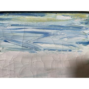 QUADRO OLIO Mario Berrino PAESAGGIO MARINO FIGURA BIMBO SPIAGGIA MARE RITRATTO