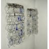 COPPIA APPLIQUE VETRO Murano 2 WALL LAMP SCONCE DESIGN ATTR. Nason Mazzega BLUE
