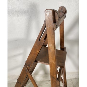 ANTICA SCALETTA PIEGHEVOLE LEGNO FAGGIO FINE 1800 PRIMI 1900 SCALA