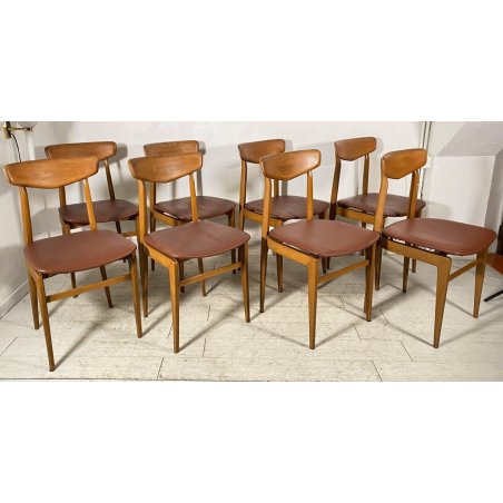 SET 8 SEDIA DESIGN VINTAGE LEGNO SKY BORDEAUX/ROSA ANNI 60/70 SALOTTO 8 CHAIRS