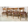 SET 8 SEDIA DESIGN VINTAGE LEGNO SKY BORDEAUX/ROSA ANNI 60/70 SALOTTO 8 CHAIRS