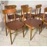 SET 8 SEDIA DESIGN VINTAGE LEGNO SKY BORDEAUX/ROSA ANNI 60/70 SALOTTO 8 CHAIRS