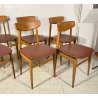 SET 8 SEDIA DESIGN VINTAGE LEGNO SKY BORDEAUX/ROSA ANNI 60/70 SALOTTO 8 CHAIRS