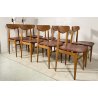 SET 8 SEDIA DESIGN VINTAGE LEGNO SKY BORDEAUX/ROSA ANNI 60/70 SALOTTO 8 CHAIRS
