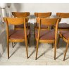 SET 8 SEDIA DESIGN VINTAGE LEGNO SKY BORDEAUX/ROSA ANNI 60/70 SALOTTO 8 CHAIRS