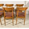 SET 8 SEDIA DESIGN VINTAGE LEGNO SKY BORDEAUX/ROSA ANNI 60/70 SALOTTO 8 CHAIRS