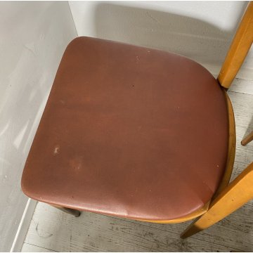 SET 8 SEDIA DESIGN VINTAGE LEGNO SKY BORDEAUX/ROSA ANNI 60/70 SALOTTO 8 CHAIRS