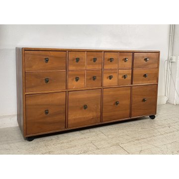 CREDENZA CASSETTIERA DESIGN FABIO LENCI BERNINI 1973 ROTELLE SIDEBOARD ANNI 70