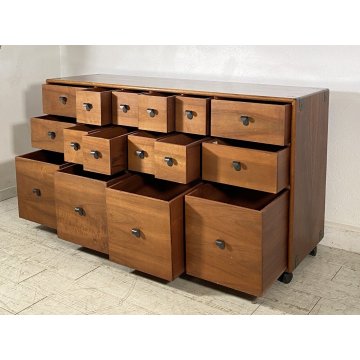 CREDENZA CASSETTIERA DESIGN FABIO LENCI BERNINI 1973 ROTELLE SIDEBOARD ANNI 70