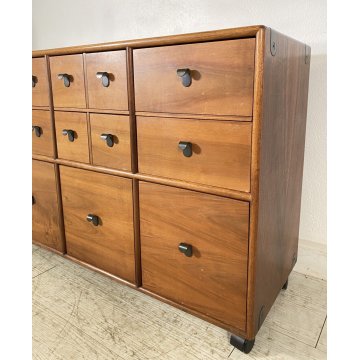 CREDENZA CASSETTIERA DESIGN FABIO LENCI BERNINI 1973 ROTELLE SIDEBOARD ANNI 70