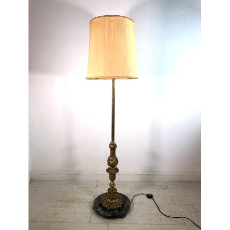 LAMPADA TERRA VINTAGE PIANTANA MARMO OTTONE PARALUME TESSUTO 3 LUMI MIDCENTURY