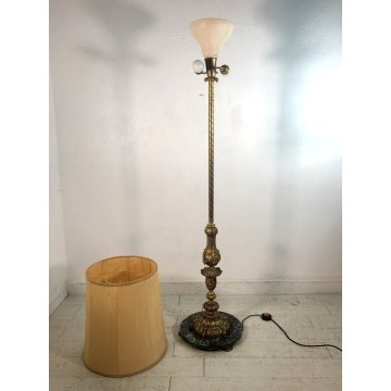 LAMPADA TERRA VINTAGE PIANTANA MARMO OTTONE PARALUME TESSUTO 3 LUMI MIDCENTURY