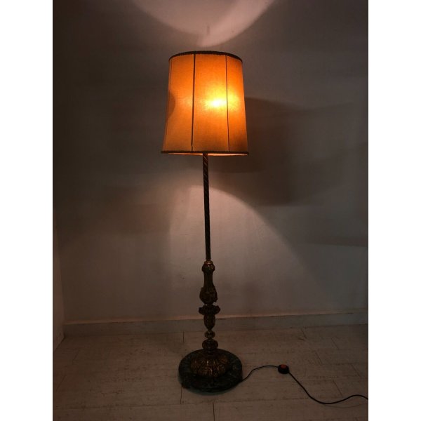 LAMPADA TERRA VINTAGE PIANTANA MARMO OTTONE PARALUME TESSUTO 3 LUMI  MIDCENTURY