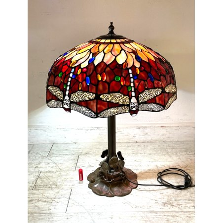 GRANDE LAMPADA TIFFANY TRONCHETTO 72 cm PRIMI 900 LIBELLULE SCRIVANIA TABLE LAMP