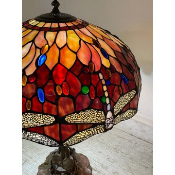 GRANDE LAMPADA TIFFANY TRONCHETTO 72 cm PRIMI 900 LIBELLULE SCRIVANIA TABLE LAMP