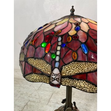 GRANDE LAMPADA TIFFANY TRONCHETTO 72 cm PRIMI 900 LIBELLULE SCRIVANIA TABLE LAMP