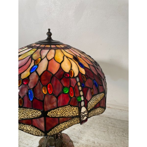 Lampada da Tavolo Tiffany Vintage con Libellule