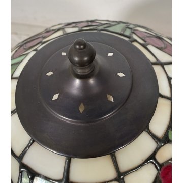 LAMPADA TIFFANY DONNA OTTONE 58 cm PRIMI 900 ROSE SCRIVANIA TABLE LAMP FIORI RED