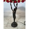 LAMPADA TIFFANY DONNA OTTONE 58 cm PRIMI 900 ROSE SCRIVANIA TABLE LAMP FIORI RED