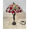 LAMPADA TIFFANY DONNA OTTONE 58 cm PRIMI 900 ROSE SCRIVANIA TABLE LAMP FIORI RED
