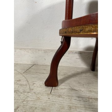 ANTICO SERVOMUTO INTARSIATO ETAGERE SCAFFALE TRESPOLO epoca '900 LEGNO BRONZO