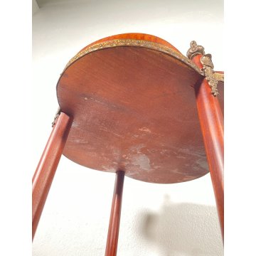 ANTICO SERVOMUTO INTARSIATO ETAGERE SCAFFALE TRESPOLO epoca '900 LEGNO BRONZO