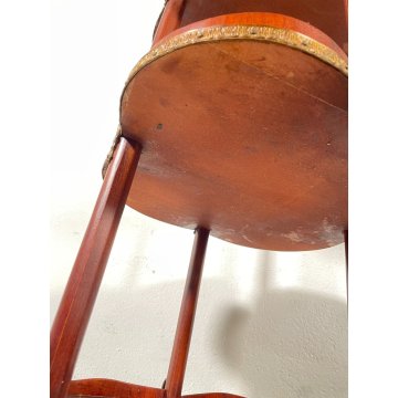 ANTICO SERVOMUTO INTARSIATO ETAGERE SCAFFALE TRESPOLO epoca '900 LEGNO BRONZO