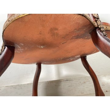 ANTICO SERVOMUTO INTARSIATO ETAGERE SCAFFALE TRESPOLO epoca '900 LEGNO BRONZO