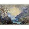 QUADRO ACQUERELLO Maria Gastineau "In the gap of Dunloe" PAESAGGIO IRLANDA 1869
