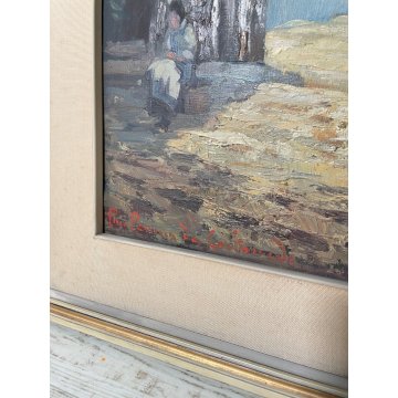 ANTICO QUADRO DIPINTO OLIO TELA Pino Pessina Da Castanedo PAESAGGIO LAGO D'ORTA