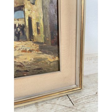 ANTICO QUADRO DIPINTO OLIO TELA Pino Pessina Da Castanedo PAESAGGIO LAGO D'ORTA