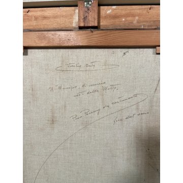 ANTICO QUADRO DIPINTO OLIO TELA Pino Pessina Da Castanedo PAESAGGIO LAGO D'ORTA
