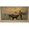 ANTICO QUADRO DIPINTO OLIO TELA Pino Pessina Da Castanedo VENEZIA LAGUNA BARCHE