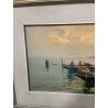 ANTICO QUADRO DIPINTO OLIO TELA Pino Pessina Da Castanedo VENEZIA LAGUNA BARCHE