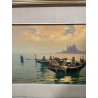 ANTICO QUADRO DIPINTO OLIO TELA Pino Pessina Da Castanedo VENEZIA LAGUNA BARCHE