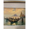 ANTICO QUADRO DIPINTO OLIO TELA Pino Pessina Da Castanedo VENEZIA LAGUNA BARCHE