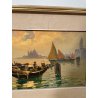 ANTICO QUADRO DIPINTO OLIO TELA Pino Pessina Da Castanedo VENEZIA LAGUNA BARCHE