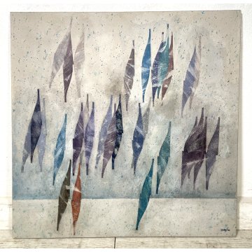 QUADRO DIPINTO AFFRESCO ASTRATTO VINTAGE SIRELLO ENRICO LIVORNO TOSCANA MURALE